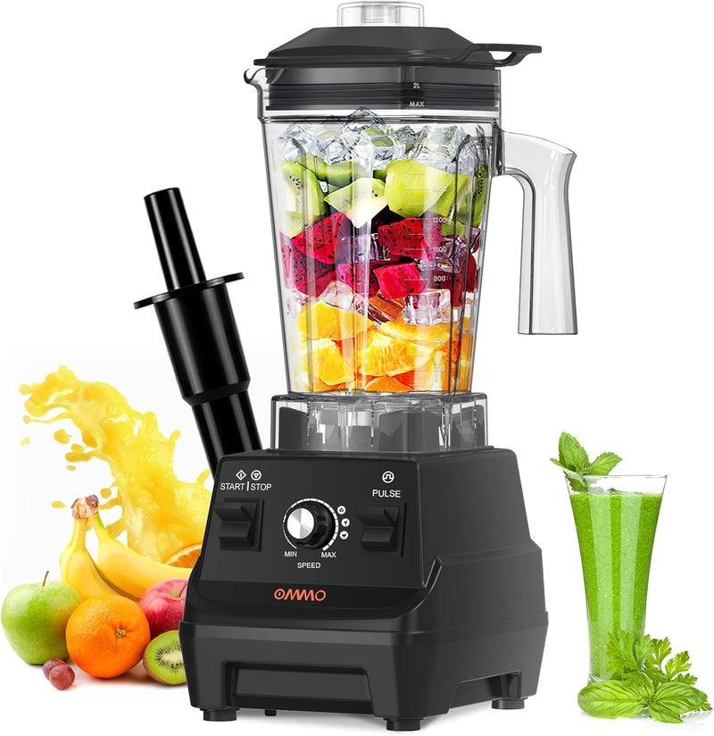 OMMO Blender 1800W, Professional High Speed Countertop Blender with Durable Stainless Steel Blades, 60oz BPA Free Blender for Shakes and Smoothies, Nuts, Ice and Fruits, Dishwasher Safe - Image 1